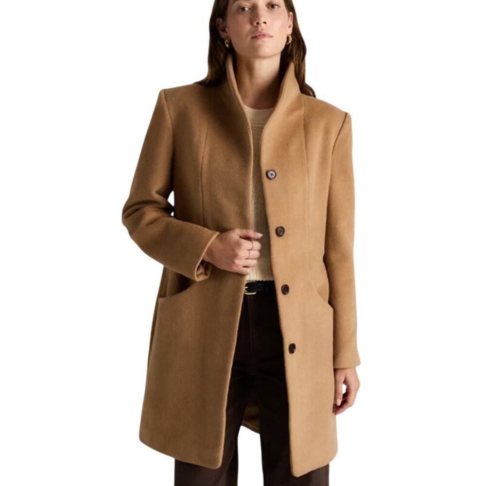 NWOT Quince Women's Small Mod Italian Wool Cashmere Cocoon Coat Caramel Tan